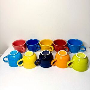 Set of 10 - Fiestaware Vintage Ceramic 8 oz Tea Cup Mugs Multicolor